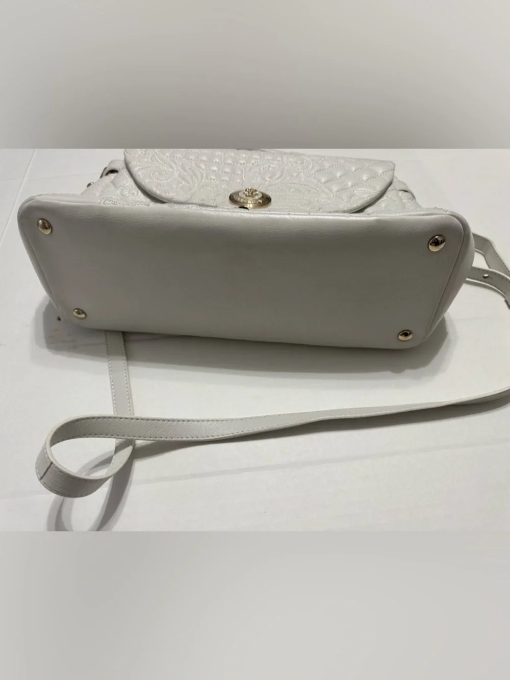 Versace White Vanitas Barocco Quilted Leather Demetra Top Handle Bag with COA